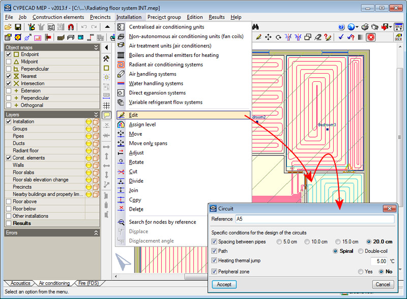 CYPECAD MEP. Data entry with the help of drawing files